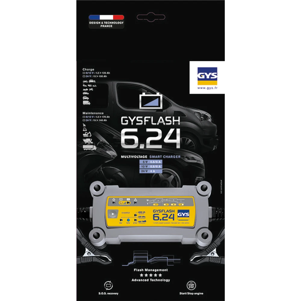 GYS GYSFLASH 6.24 6 24 029460 Batterieladegerät 6V 12V 24V Ladeerhaltung – Bild 3