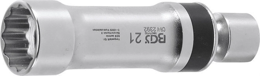 BGS Zündkerzen-Gelenkeinsatz Zwölfkant Mit Haltefeder | Antrieb Innenvierkant 10 Mm (3/8") | SW 21 Mm – 2392