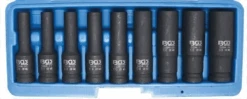 BGS Kraft-Steckschlüssel-Einsatz-Satz E-Profil, Tief | 12,5 Mm (1/2") | SW E10 - E24 | 9-tlg. – 5204