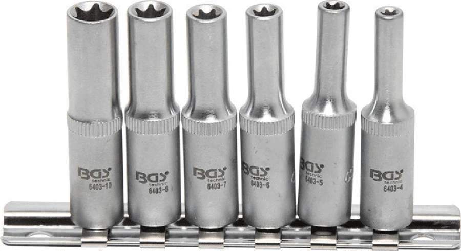 BGS Steckschlüssel-Einsatz-Satz E-Profil, Tief | 6,3 Mm (1/4") | SW E4 - E10 | 6-tlg. – 6403
