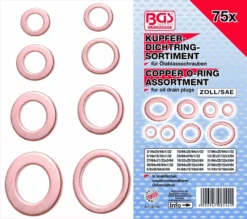 BGS Dichtring-Sortiment | Kupfer | Zollgrößen | Für Öl-Ablassschrauben | 75-tlg. – 8144