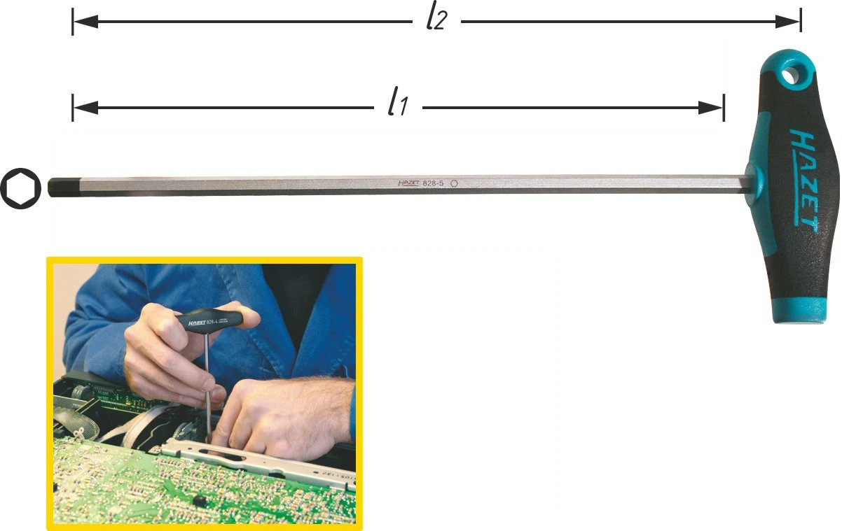 HAZET Schraubendreher Mit T-Griff- Innen-Sechskant Profil - 5 828-5