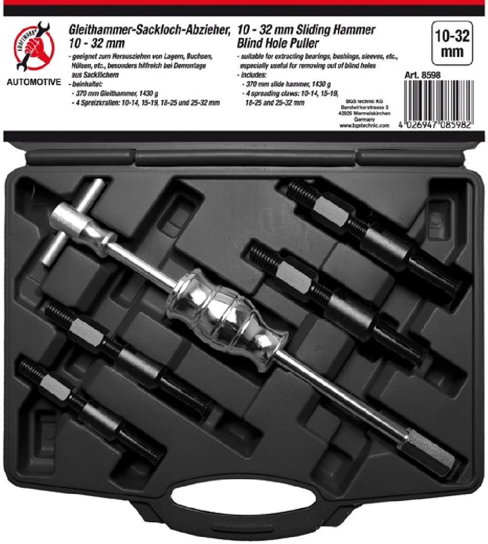 BGS DIY Grundloch-Innenlager-Abzieher-Satz Mit Gleithammer | 5-tlg. – 8598