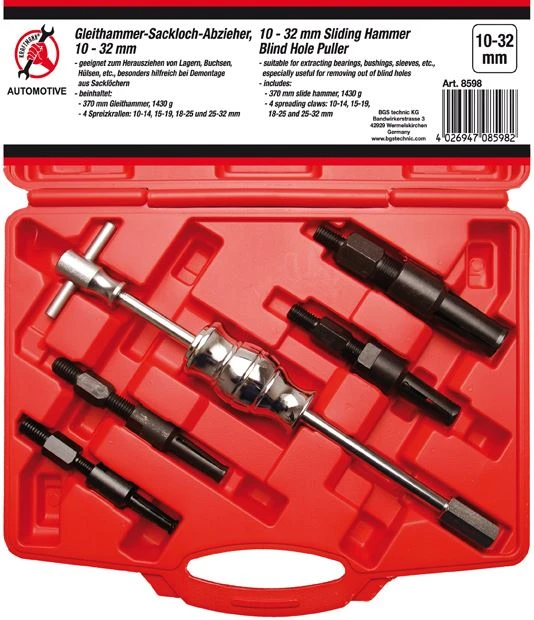 BGS DIY Grundloch-Innenlager-Abzieher-Satz Mit Gleithammer | 5-tlg. – 8598 – Bild 2