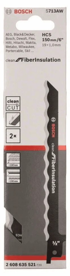 Bosch SÀbelsÀgeblatt S 713 AW Clean For Fiber Insulation 2er-Pack 2608635521