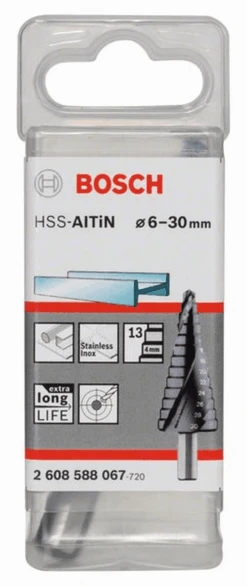 Bosch Stufenbohrer HSS-AlTiN 6 - 30 Mm 10 Mm 93,5 Mm 13 Stufen 2608588067