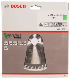 Bosch Kreissägeblatt Optiline Wood Für Handkreissägen 160 X 20/16 X 2,6 Mm 48 2608640732