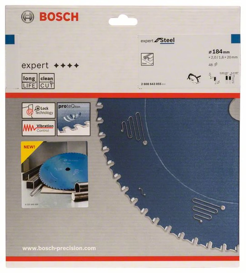Bosch Kreissägeblatt Expert For Steel 184 X 20 X 2,0 Mm 48 2608643055