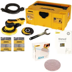 Exzenterschleifer Elektro Mirka DEROS 5650CV Set + 50 Abranet Scheiben & Case Gratis