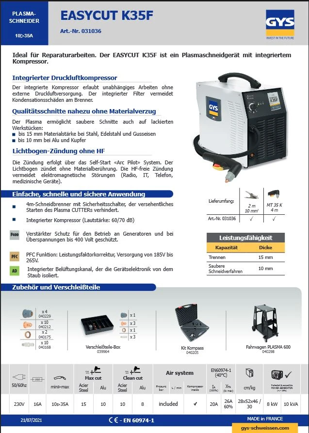 GYS PLASMA CUTTER 35 KF - 031036 – Bild 2