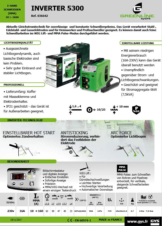 GYS Inverter 5000 E-Hand MMA WIG Schweißgerät Im Koffer Jetzt 5300 (036642) – Bild 3