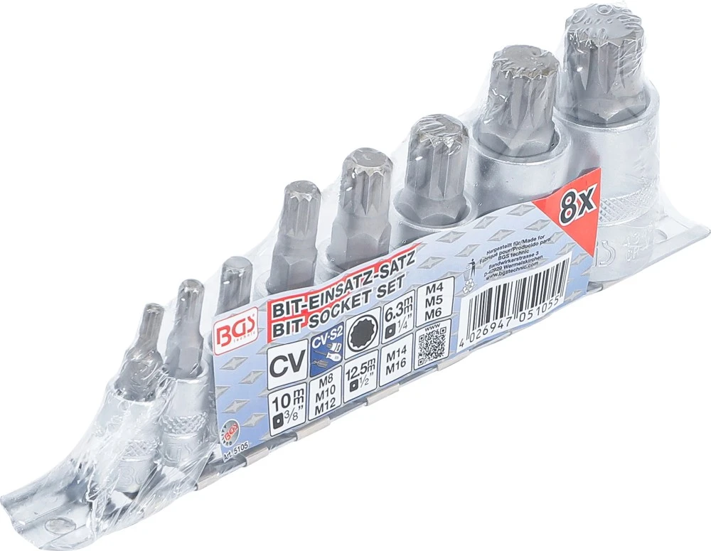 BGS Bit-Einsatz-Satz | Innenvielzahn (für XZN) | M4 - M16 | 8-tlg. – 5105 – Bild 3