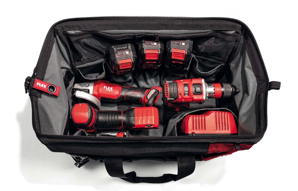 FLEX PACK Akku Bohrhammer Säbelsäge Schlagschrauber 3x Akku LG + Tasche – Bild 13